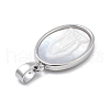 Brass Pave Carved Natural White Shell Religion Oval Pendants KK-D367-04P-C-2