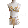Alloy & Aluminium & Clear AB Acrylic Multi-Layered Chain Tassel Sexy Suit Body Chains for Beach Party FS-WG0776D-01-1
