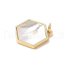 Brass Pave Natural White Shell Pendants KK-S522-05H-G-2
