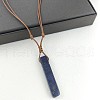 Natural Lapis Lazuli Rectangle Pendant Necklaces FS-WGC5719-05-1