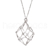 304 Stainless Steel Empty Macrame Pouch Pendant Singapore Chain Necklaces NJEW-JN05284-02-2