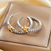 Elegant Brass Clear Cubic Zirconia Star Stud Earrings VM5173-5