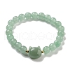 Round & Cat Head Natural Green Aventurine Beaded Stretch Bracelets for Women BJEW-K251-03B-2