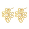 Brass Micro Pave Clear Cubic Zirconia Stud Earring Findings KK-Z099-01G-01-1