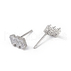 Clear Cubic Zirconia Triple Rectangle Stud Earrings EJEW-L234-083P-2