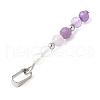 Faceted Round Natural Quartz Crystal & Amethyst & Lepidolite/Purple Mica Stone Beaded Pendants PALLOY-JF03529-07-3