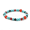 Synthetic Turquoise & Natural Black Onyx & Natural & Dyed Malaysia Jade & Natural Carnelian Stretch Bracelets BJEW-JB11474-01-2