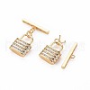 Brass Micro Pave Clear Cubic Zirconia Toggle Clasps KK-S356-724-3