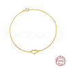 925 Sterling Silver Hollow Heart Link Bracelet for Women BJEW-F455-02G-1