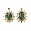 PVD Vacuum Plating 201 Stainless Steel Synthetic Malachite Pendants STAS-C064-VC0900-2
