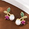 Cherry Brass Micro Pave Cubic Zirconia Stud Earrings EJEW-Z115-10G-2