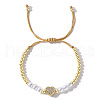 Adjustable Brass Beaded Braided Bead Bracelets for Women IK1193-1-1