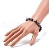 Natural Obsidian & Non-Magnetic Synthetic Hematite Round Beads Energy Stretch Bracelet for Men Women BJEW-JB06968-04-3