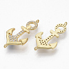 Brass Micro Pave Clear Cubic Zirconia Links connectors ZIRC-T012-76G-2
