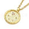 304 Stainless Steel Cubic Zirconia Constellation Flat Round Pendants STAS-S145-01K-2