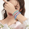 3Pcs Round Synthetic Moonstone Braided Bead Bracelets BJEW-SW00061-02-5