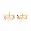 Brass Micro Pave Cubic Zirconia Brooch Findings KK-N258-19G-1