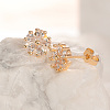 Flower Brass Cubic Zirconia Stud Earrings KV6480-2-1