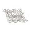 Brass Clear Cubic Zirconia Flower Connector Charms KK-L229-063P-2