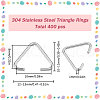 SUNNYCLUE 400Pcs 304 Stainless Steel Triangle Rings STAS-SC0006-24-2