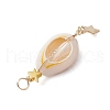 3Pcs 3 Styles Natural Cowrie Shell  Copper Wire Wrapped Glass Pearl Pendants PALLOY-JF03503-5