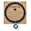 Birthstone Natural Black Obsidian Round Bead Stretch Bracelets QA9771-4-1