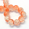 Baking Painted Transparent Crackle Glass Round Bead Strands DGLA-Q018-10mm-08-2