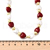 Brass & ABS Imitation Pearl Heart and Round Beaded Necklaces for Women NJEW-D314-11B-G-5