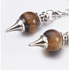 Natural Tiger Eye Sphere Dowsing Pendulums X-BJEW-E292-A09-3