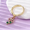 Brass Micro Pave Cubic Zirconia Open Cuff Rings for Women RJEW-U057-12A-G-3