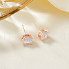 Elegant Fashionable Brass Clear Cubic Zirconia Flat Round Stud Earrings BP7914-5