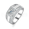 Rhodium Plated 925 Sterling Silver Micro Pave 6.5x3.9mm Cubic Zirconia Finger Rings WGBE16F-16-4