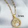 Twelve Constellation Alloy Crystal Rhinestone Pendant Necklaces for Women WG8B703-02-1