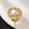 Oval Brass Finger Rings for Women RJEW-S622-03G-2