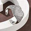 Heart Brass Micro Pave Cubic Zirconia Cuff Rings for Women RJEW-A069-11P-01-1