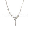 Alloy & 304 Stainless Steel & Synthetic Moonstone Star Pendant Necklaces for Women FS-WG61037-02-2