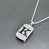 Rectangle with Laser Cut Letter 201 Stainless Steel Initial Pendant Necklaces WGA5E8C-11-1