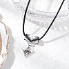 Glass Seed Beaded & Alloy Triangle Evil Eye Pendant Necklaces NJEW-MZ00110-01-1