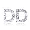 Brass Cubic Zirconia Stud Earrings EJEW-BB35118-D-1