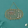 Iron Oval Grid Shape Wall Mounted Hanging Jewelry Organizer EDIS-WH0021-46G-4