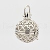 Filigree Heart Round Brass Cage Pendants KK-D389-07P-A-1