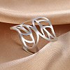 Hollow Out Leaf 201 Stainless Steel Adjustable Cuff Rings FS-WG4978C-01-1
