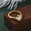 Brass Micro Pave Clear Cubic Zirconia Finger Rings for Women RJEW-U049-01G-2