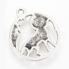 Tibetan Style Alloy Howling Wolf Pendants X-TIBEP-Q064-12AS-RS-2