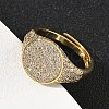 Brass Micro Pave Cubic Zirconia Cuff Rings for Women RJEW-A069-13G-03-3