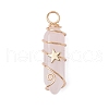 2Pcs 2 Styles Natural Rose Quartz Double Terminated Pointed Pendants PALLOY-JF03122-03-3
