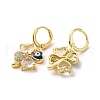 Clover with Evil Eye Real 18K Gold Plated Brass Dangle Leverback Earrings EJEW-Q797-20G-2