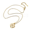 Brass Cubic Zirconia Glass Cat Eye Clover Pendant Neckalces for Women NJEW-S448-07G-4