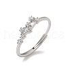 Constellations Rhodium Plated 925 Sterling Silver Micro Pave Clear Cubic Zirconia Adjustable Rings for Women RJEW-P130-01P-E-4