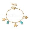 Summer Beach Nuggets Natural Amazonite & Ion Plating(IP) 304 Stainless Steel Charm Bracelets for Women Men BJEW-P326-05A-G-1